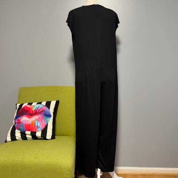 Eileen Fisher Black Jersey Cropped Wide Leg Jumpsuit - Picture 6 of 6